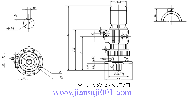 XZWLD-□- XL□/□系列(立式基本型與擺線針輪減速機(jī)組合型)外形尺寸